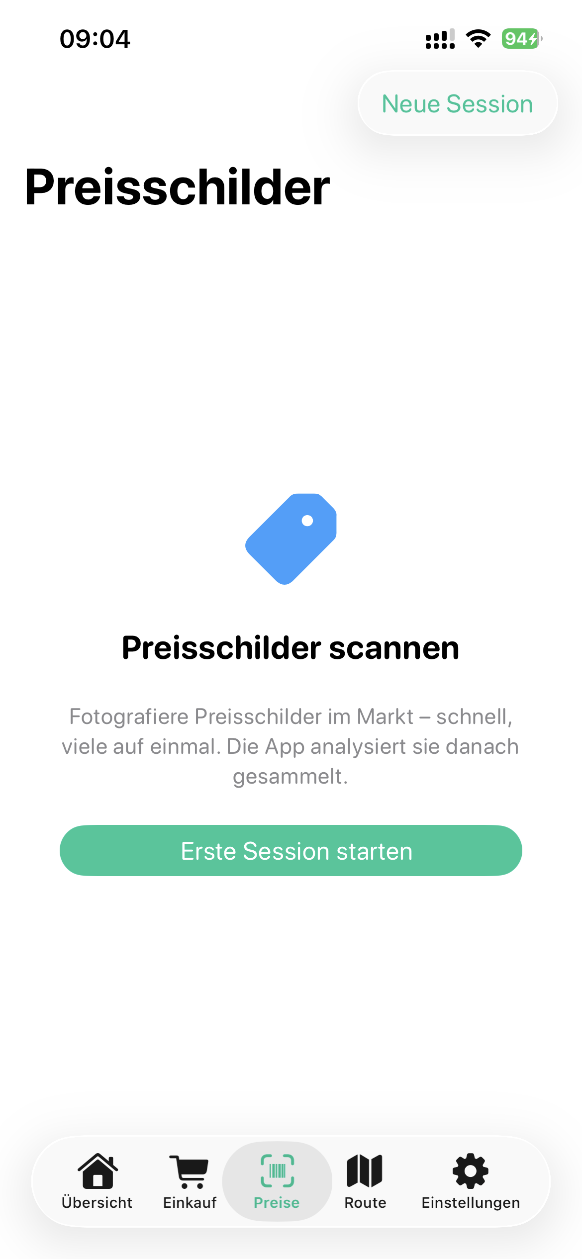 Einkaufsapp – Preisschilder scannen